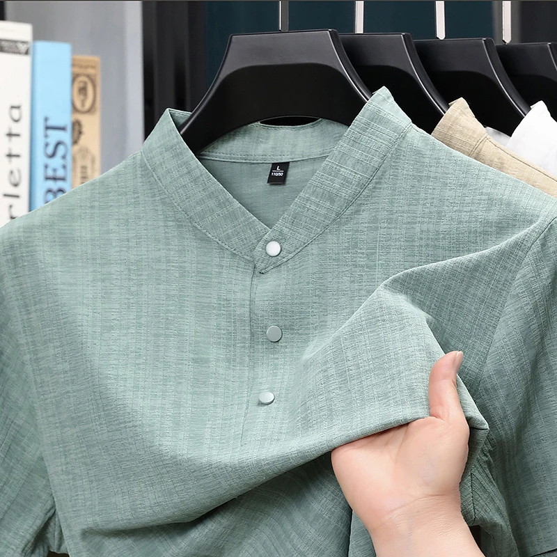 Home Textiles - Camisa Masculina de Verão com Gola