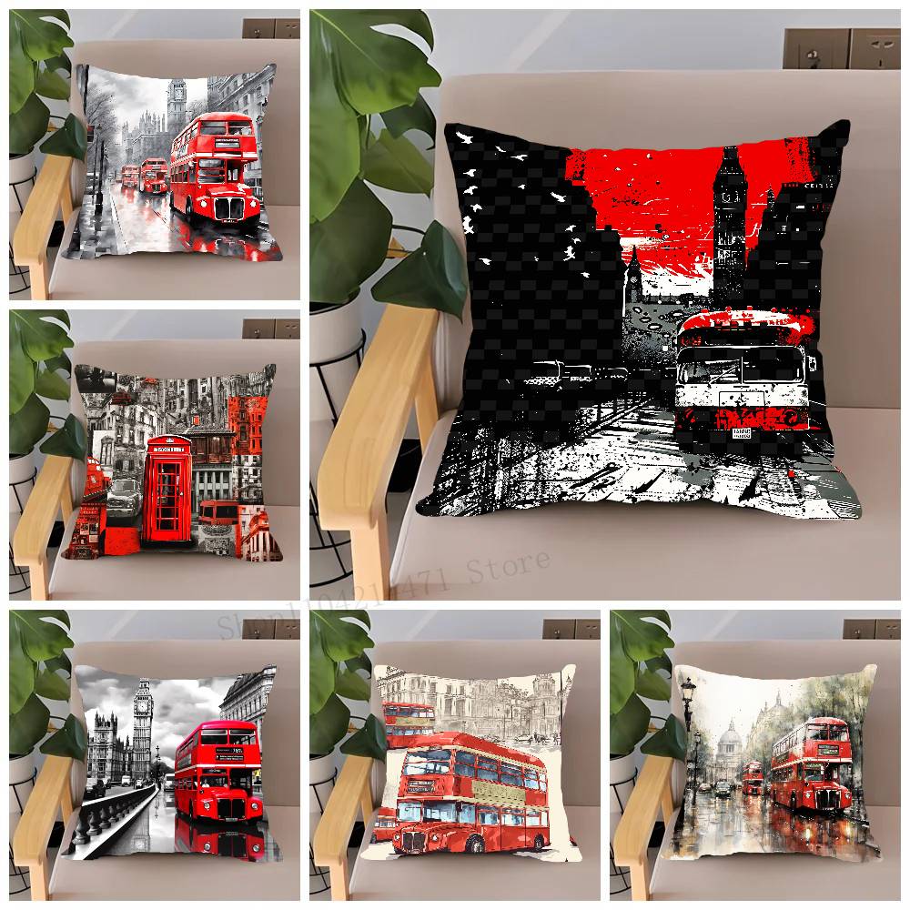 Home Textiles London - Londres ônibus vermelho impressão fronha decoração