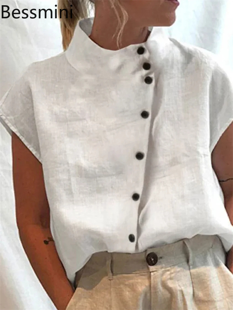 Home Textiles Store - Camisa Elegante de Algodão e Linho