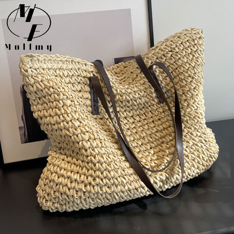 Palha tecido tote sacos casual - Home Textiles Store avaliação e preço