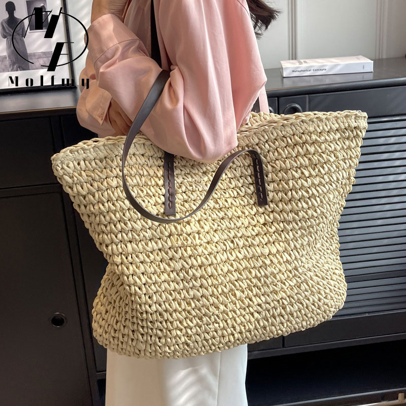 Palha tecido tote sacos casual - Home Textiles Store avaliação e preço